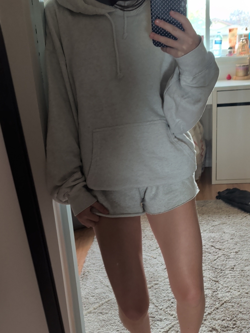 TNA Light Gray Hoodie and Shorts Lounge Set